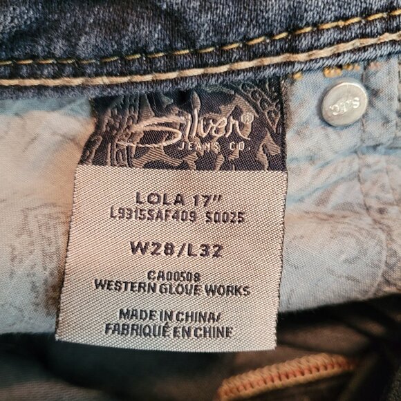 Silver Jeans Womens 28 Lola 17" Straight Embellished Medium Dark Wash Stretch - Picture 4 of 11